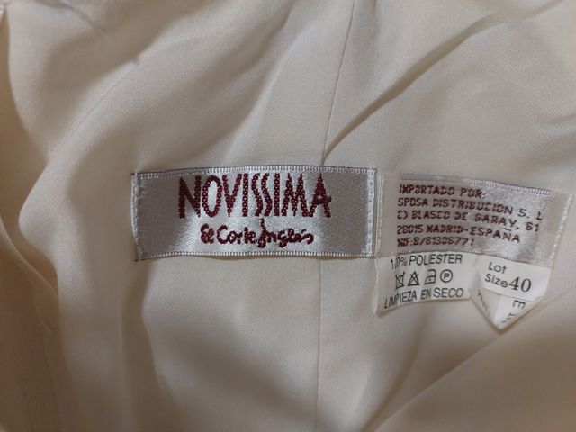 VESTIDO DE NOVIA NOVISSIMA TALLA 40. CORTE INGLES