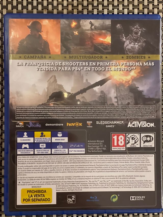 Video Juego PS4 Call of Dutu WWII.