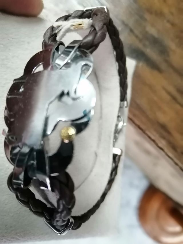 Pulsera de plata y cuero