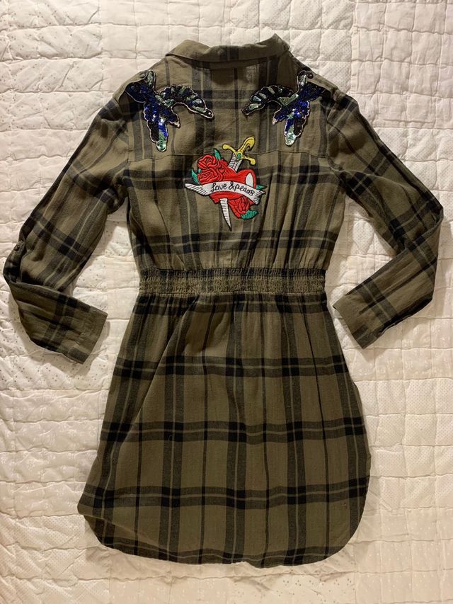 Vestido T.10 , verde y negro a cuadros