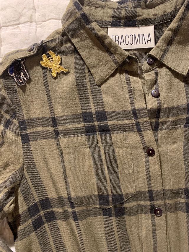 Vestido T.10 , verde y negro a cuadros