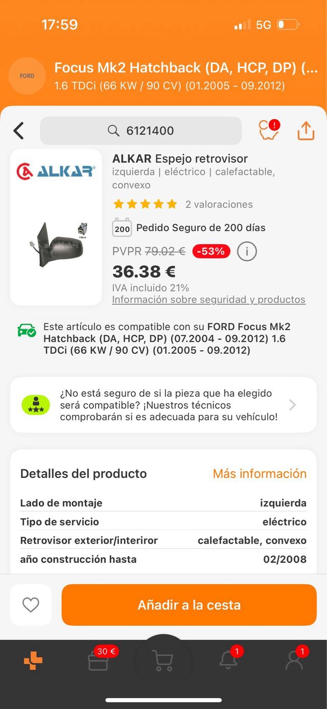 Retrovisor Ford Focus