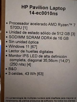 HP Pavilion laptop 14-ec0010ns