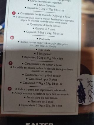 BASCULA PESO HASTA 2,2 KG