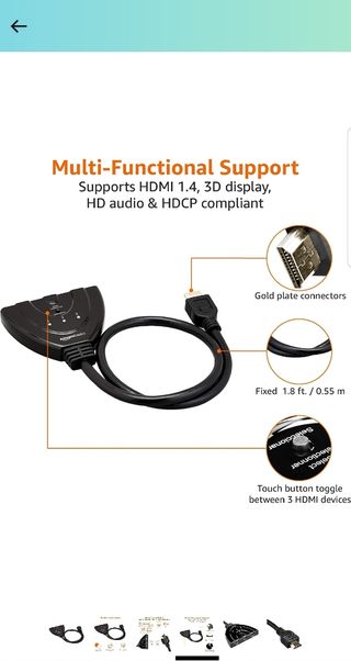 Conmutador HDMI de 3 puertos Amazon Basics