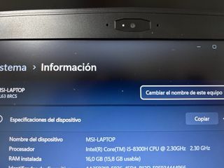Portatil MSI GL63 i5-8300h 16GB 1TB GTX 1050