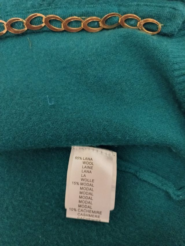 Cardigan in lana color petrolio