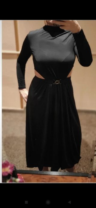 Vestido largo negro cut out 40