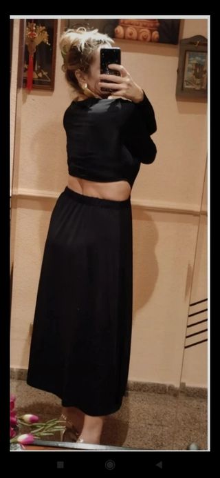 Vestido largo negro cut out 40