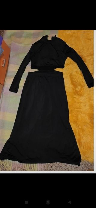 Vestido largo negro cut out 40