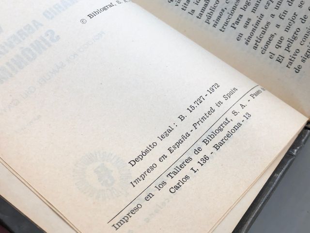 Diccionario de sinónimos abreviado VOX de 1972