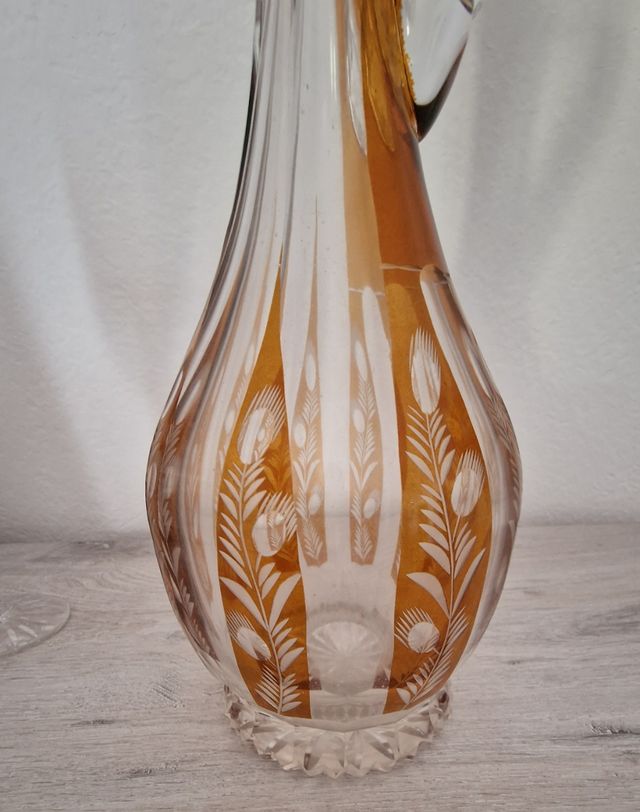 Licorera y copas en cristal tallado a mano