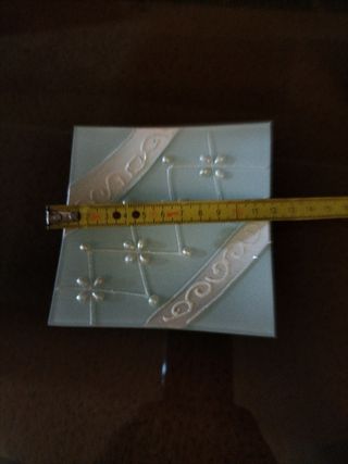 Svuotatasche perlinato verde acqua e bianco