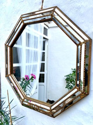 Vintage espejo estilo Veneciano octagonal