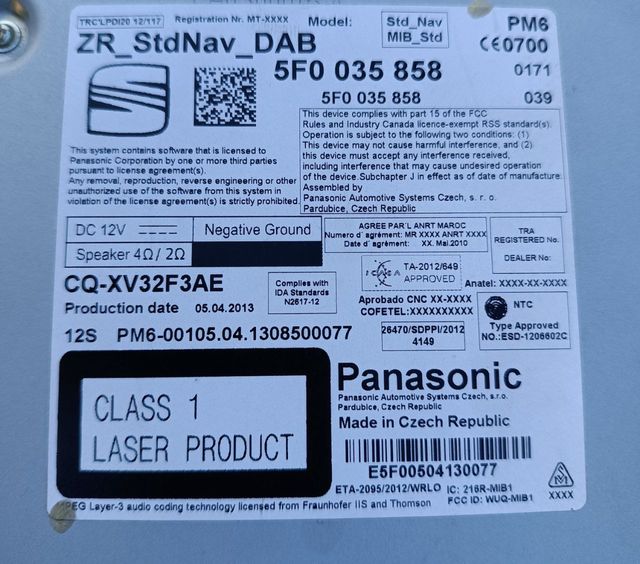 Modulo guantera navegacion GPS Seat 5F0 035 858