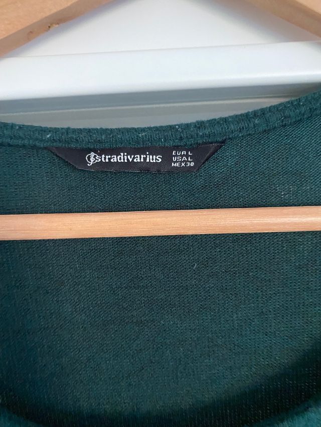 Vestido verde de algodón Stradivarius (talla L)