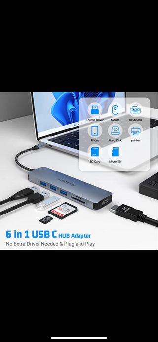 Hub 6 en 1 Adaptador USB C SIN ESTRENAR 