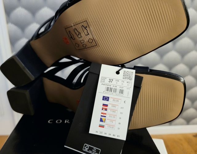 Sandalias tacón mule 6cm Cortefiel azul talla 37