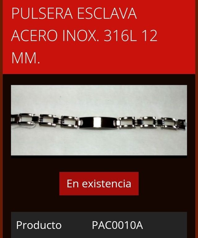 PULSERA ESCLAVA ACERO INOXIDABLE 316 12 mm.