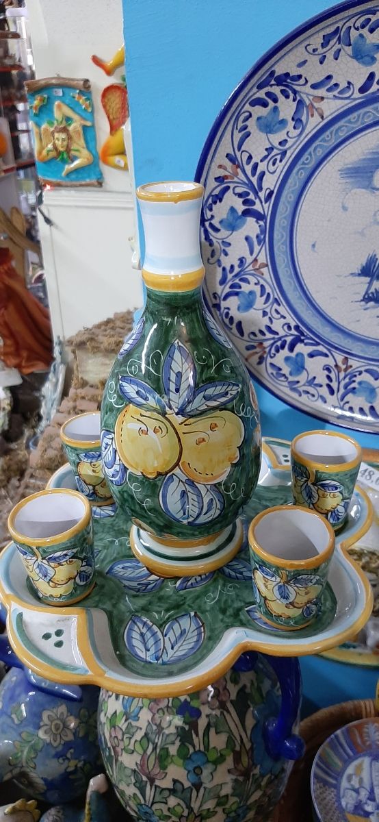 Servizio Limoncello in ceramica artistica Caltagir