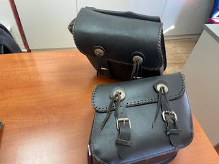 bolsas alforjas de piel para moto custon