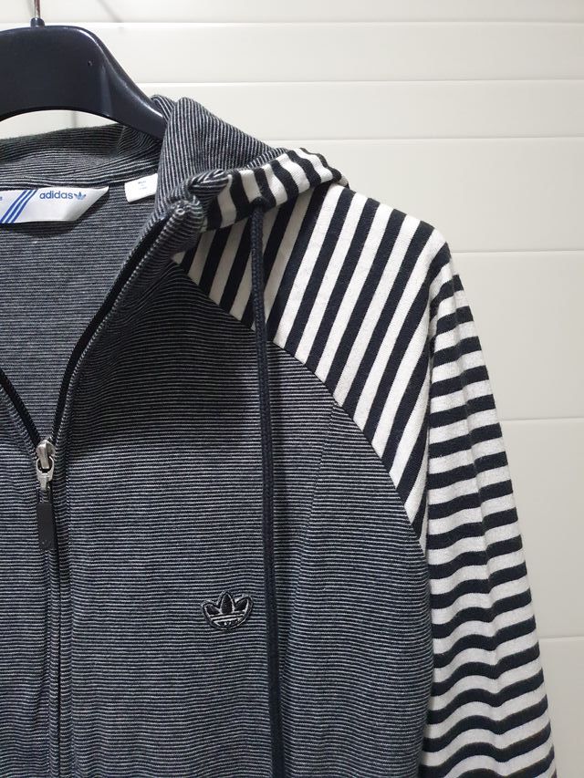 Sudadera Adidas para hombre con zip y capucha, B/N