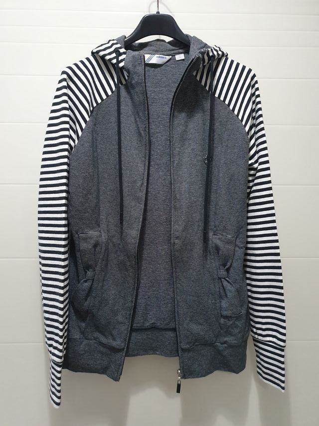Sudadera Adidas para hombre con zip y capucha, B/N