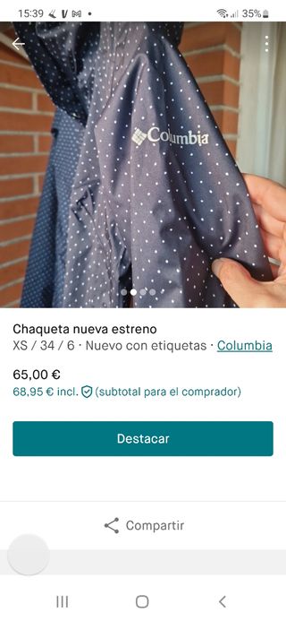 chaqueta tecnica marca COLUMBIA