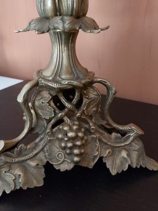 2 Candelabros antiguos bronce y cristal de roca