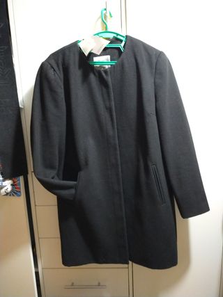 Vero Moda. abrigo lana tres cuartos negro talla XL