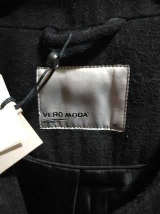 Vero Moda. abrigo lana tres cuartos negro talla XL