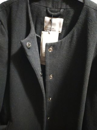 Vero Moda. abrigo lana tres cuartos negro talla XL