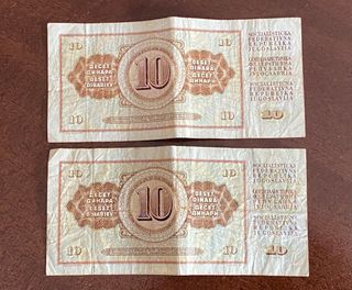 Banconote 10 Dinara Yugoslavia