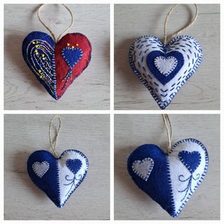 Corazones bordados. Día de la Madre. San Valentín 