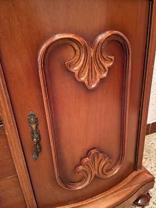 Mueble recibidor antigüedad madera y mármol