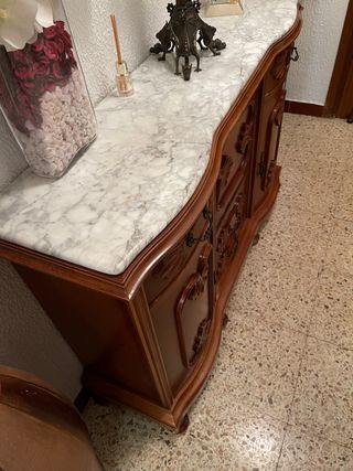 Mueble recibidor antigüedad madera y mármol