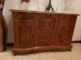 Mueble recibidor antigüedad madera y mármol