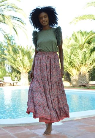 falda larga de seda boho hippie chic