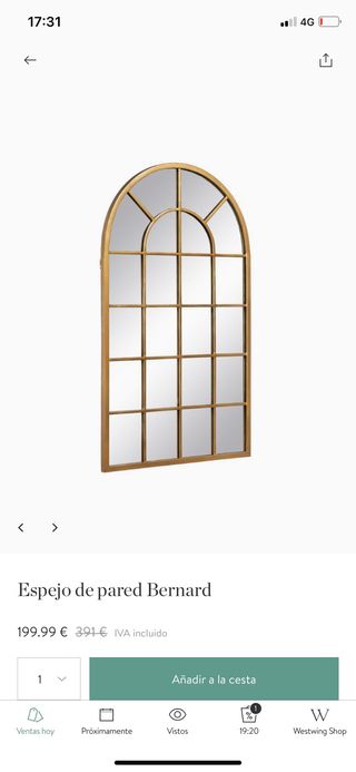 Espejo metal crema envejecido 110x65