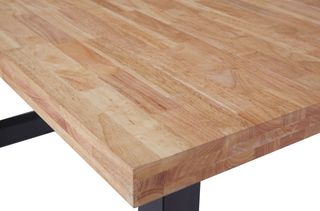 Mesa de comedor industrial con cristal protector