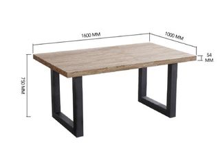 Mesa de comedor industrial con cristal protector