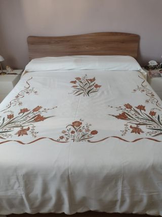 Copriletto matrimoniale dipinto a mano vintage