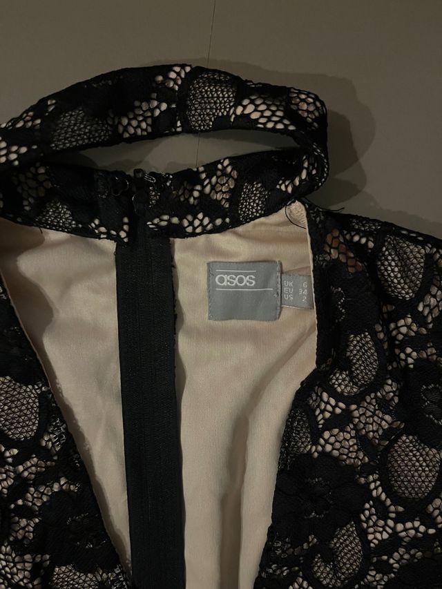 Vestido negro de encaje Asos