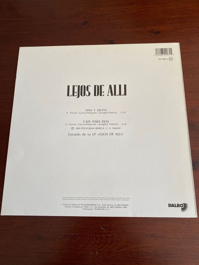 LEJOS DE ALLÍ MAXI SINGLE VINILO ANA Y SILVIA