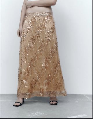 FALDA LARGA LENTEJUELAS. ZARA. TALLA M!!!