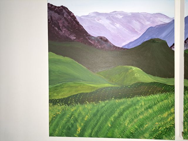 Diptico cuadro pintado sobre lienzo