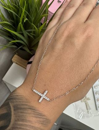 Pulsera cruz circonitas plata