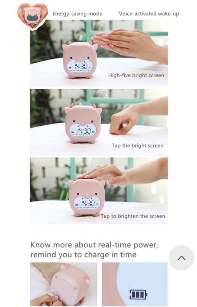 Reloj despertador digital con LED, Diseño VACA🐄🐮