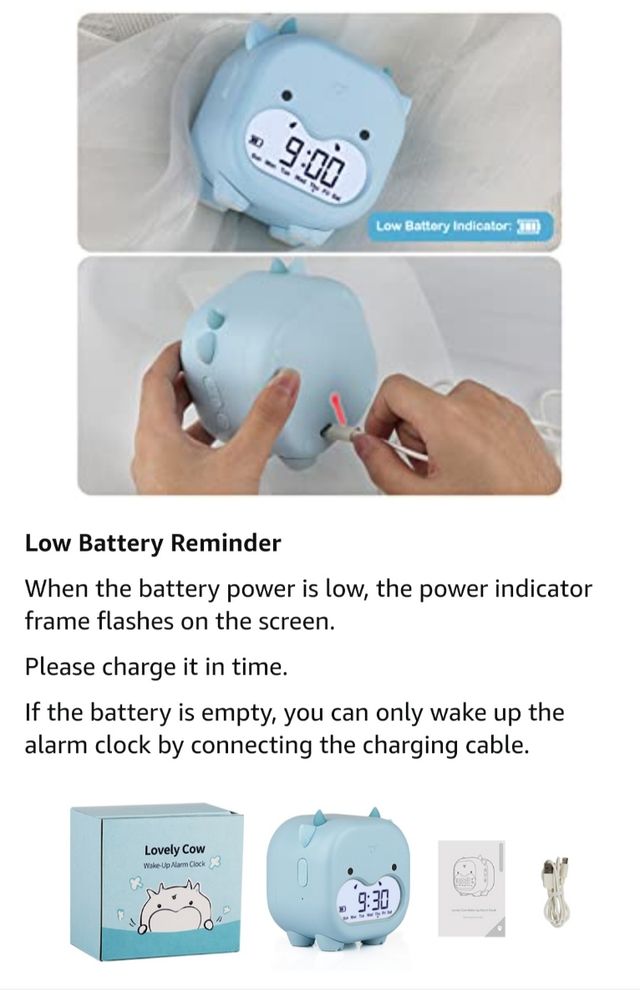 Reloj despertador digital con LED, Diseño VACA🐄🐮