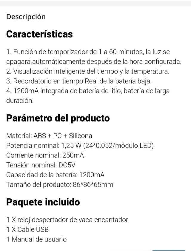 Reloj despertador digital con LED, Diseño VACA🐄🐮